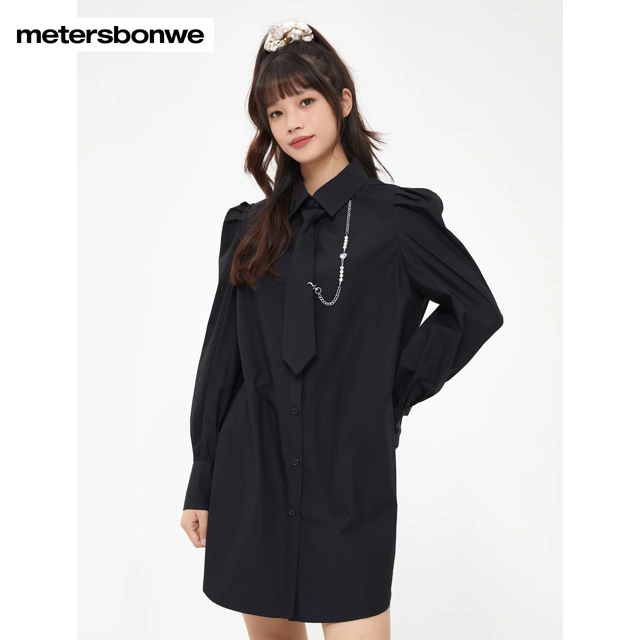 Metersbonwe Jurk Avond Vintage Feestjurk Vrouwen Lente Oversized Mid Length Jurken 100 Katoen Hoge Kwaliteit Shirt Merk