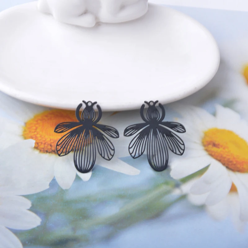 20 Stück AB9574 Schmuck aus 14k Gold, ausgehöhlte Bienen-Anhänger, bemalte Honigbiene, Tieranhänger, DIY-Zubehör für Damenohrringe und Halsketten – Detail 13