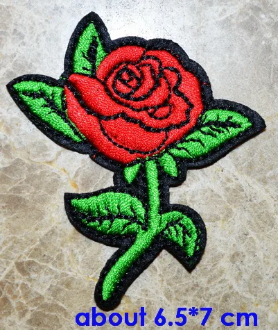 100x Red Rose Embroidery Applique Patch Set - Flower Bloom Badge Love Iron on