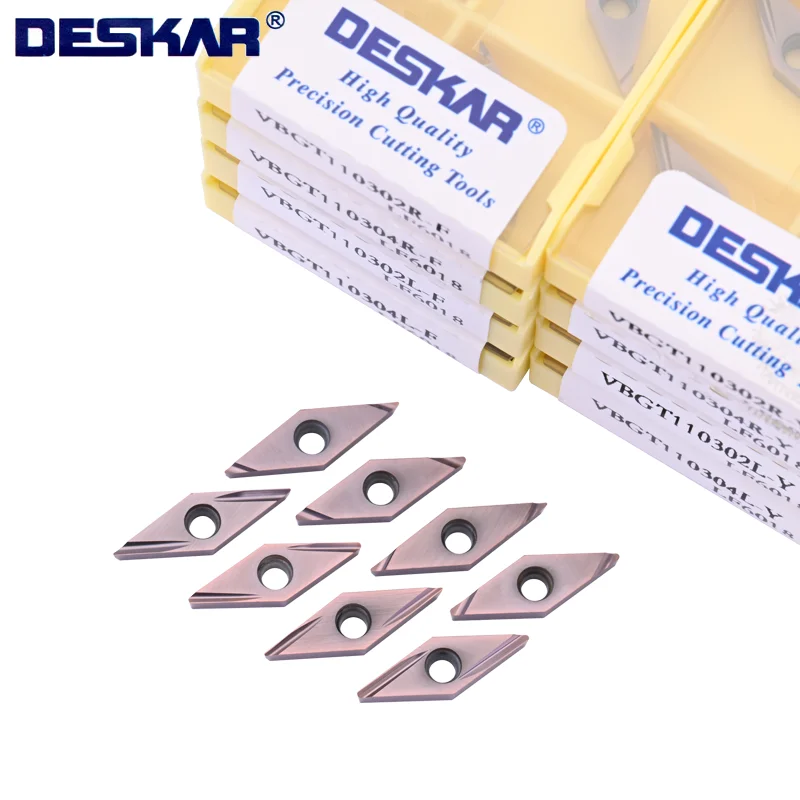 

DESKAR inserts VBGT110302 VBGT110304 L-F R-F L-Y R-Y VBGT CNC lathe turning tools fine boring blade LF6018 blade