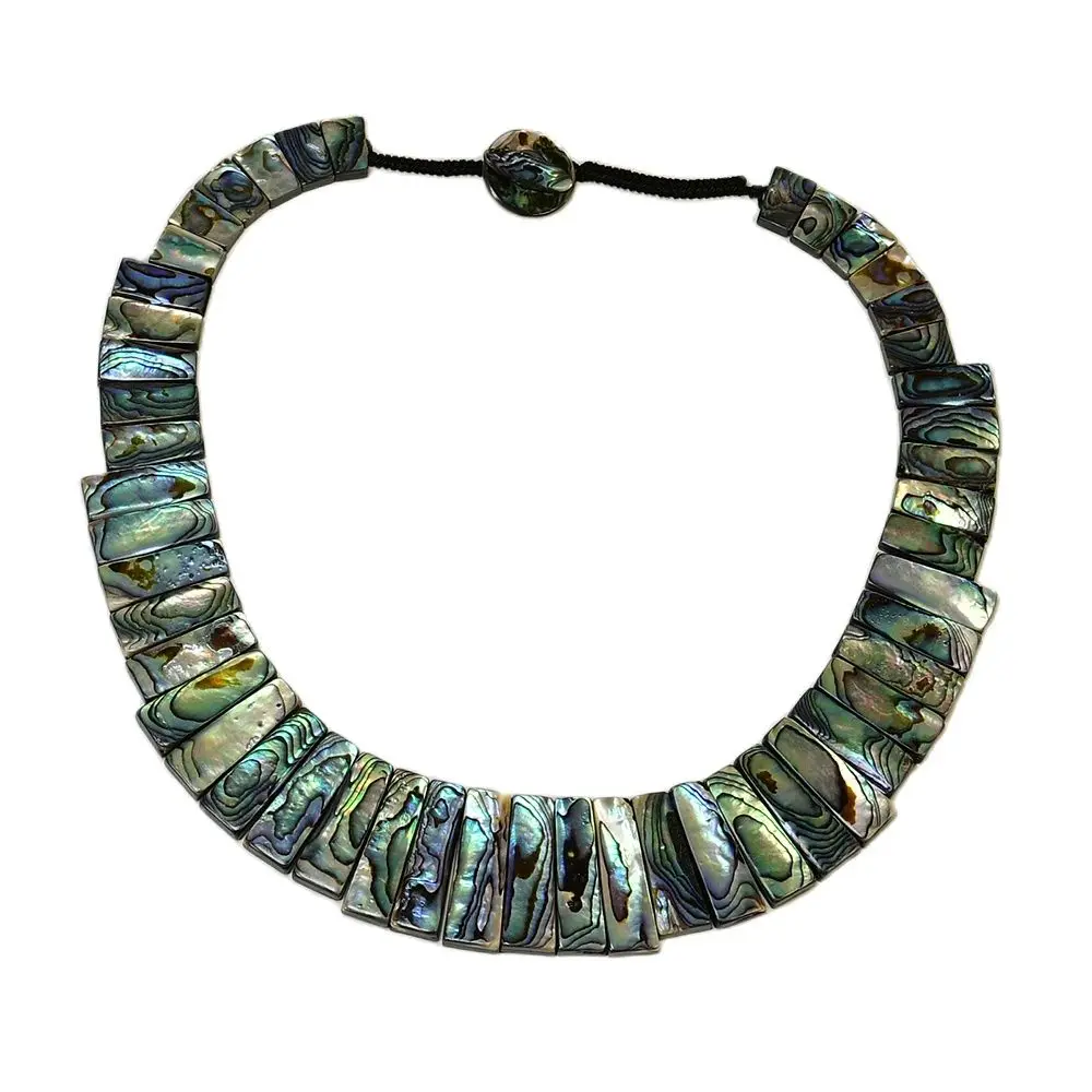 GG 20'' Natural Mix Color Green Top-drilled Abalone Sea Shell Pearl Chocker Necklace