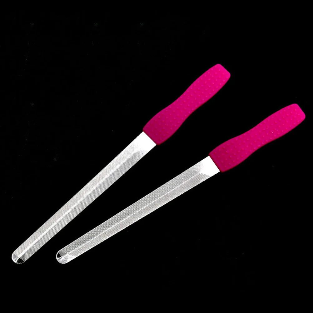 ステンレス鋼両面爪やすりエメリーボードストレートネイルアートツールマニキュアエクステンションサンディングブロック用ロージー