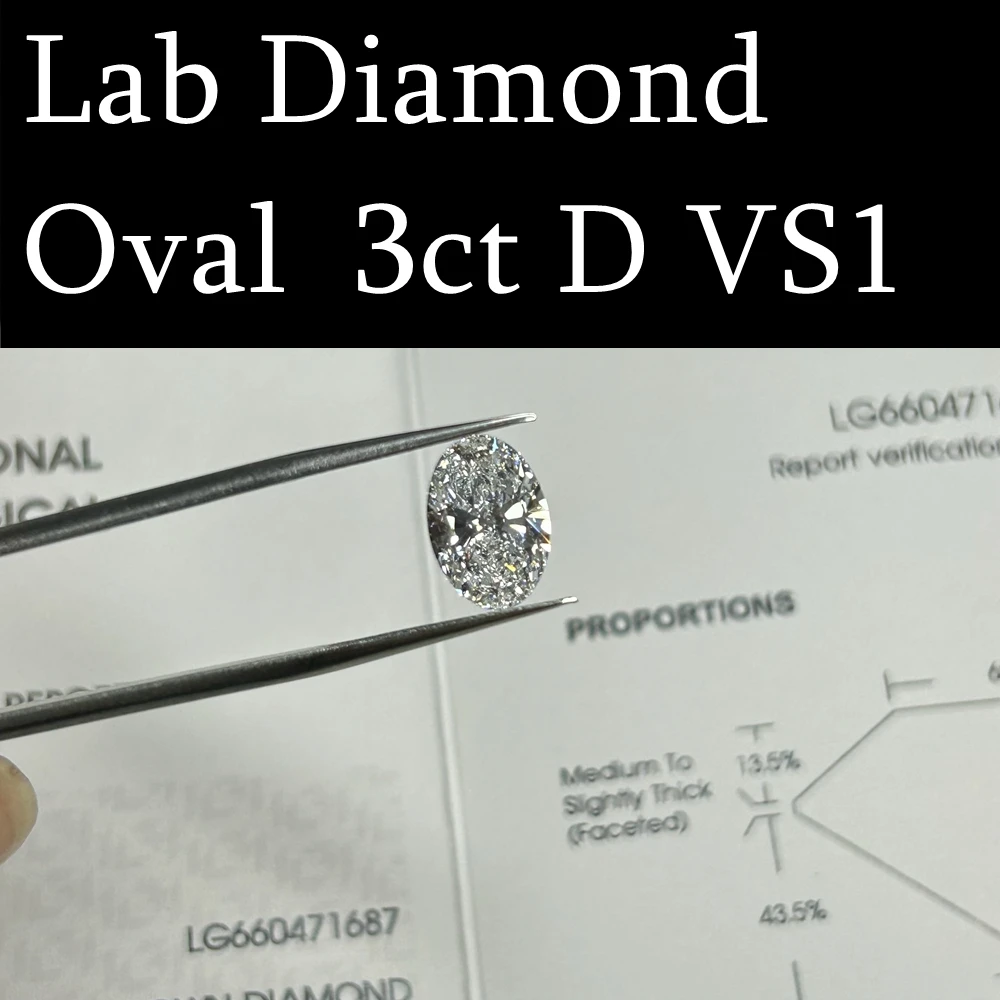 Mosangna Lab Grown Diamond Oval Cut 1.0-3.0 قيراط D VS1 Hpht IGI CVD حجر الماس