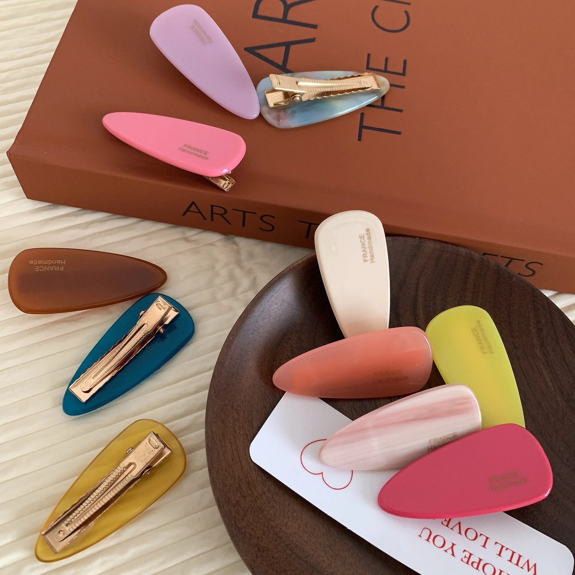 AISHG Mini Oval Duckbill Hair Clips for Women Candy Color Hairpin Barrettes Marble Texture Duckbill Clip Girls Hair Accessories