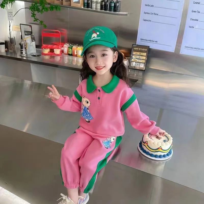 Herbst und Winter Mädchen Polo Langarmhemd Set Baby Duft zweiteilig Set Western Kinder Sport zweiteilig Set 2024 neu