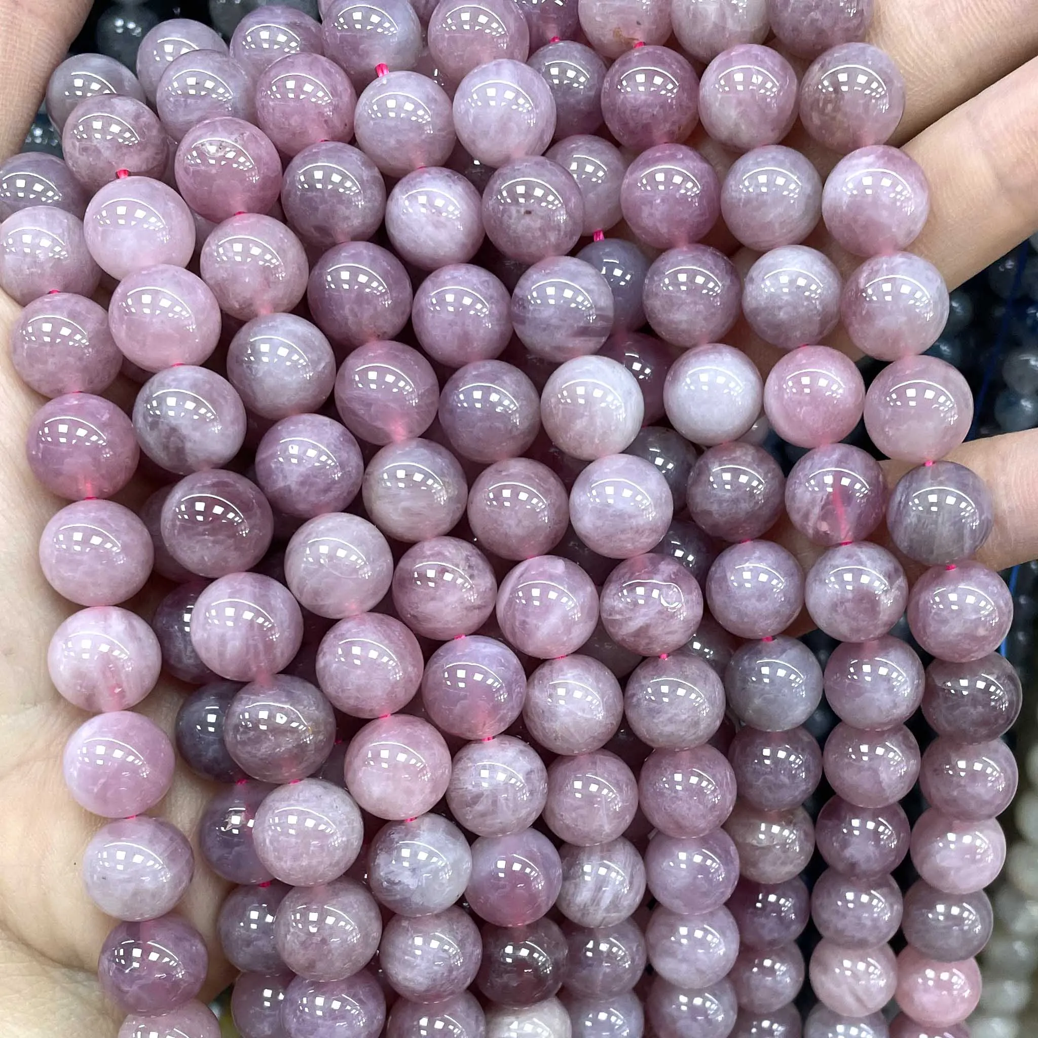 6/8/10MM Natural Stone Purple Rose Quartz Round Gemstone Spacer Beads For Jewelry Making DIY Bracelet Accessories 7.5\'\'inches
