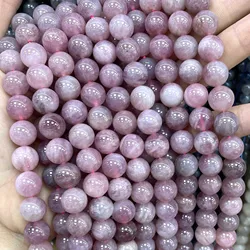 6/8/10MM Natural Stone Purple Rose Quartz Round Gemstone Spacer Beads For Jewelry Making DIY Bracelet Accessories 7.5''inches