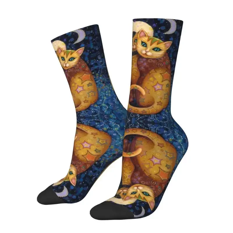 

Cutes Vintage Cat Gustav Klimt Happy Dress Socks 3D Printed Animal Art Crew Socks Novelty Street Style Crazy Socks for Men Women