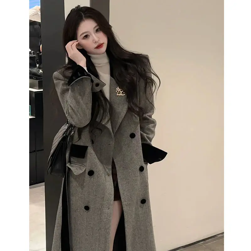 

2023 Autumn And Winter New Korean Version Fashion And Versatile Mid Length Thickened Wool Coat For Women