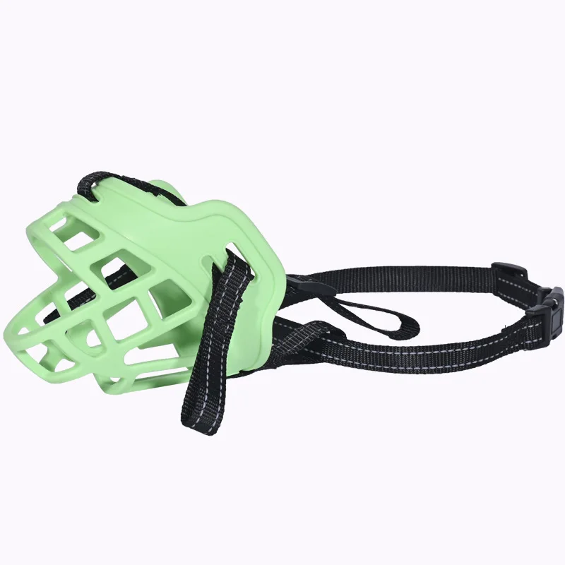 New Fluorescent Dog Mouth Cover with Adjustable Features for Night Time Anti Slip Anti Snacking Anti Licking and Anti Biting