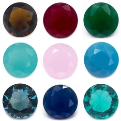 Size 4mm~10mm Round Cut Loose Glass Stone Pink Red Blue Green Violet Synthetic Gems Beads For Jewelry