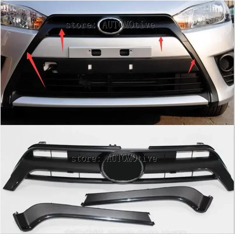 ABS Chrome Front Grille Around Raised Racing Grills Cover for Toyota Vios/Yaris 2013 2014 2015 2016