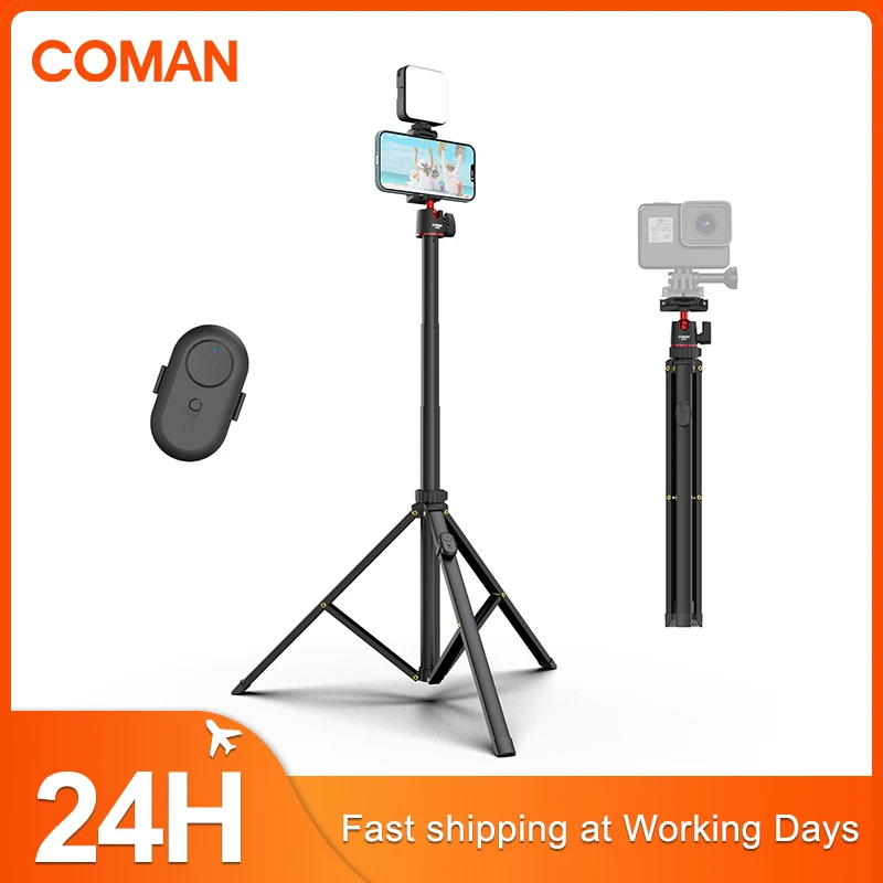 

COMAN MT60 1.9M Adjustable Light Stand for Photography Studio Strobe with 1/4 Inch Screw Foldable Portable Tripod Support