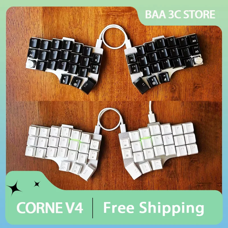 

CORNE V4 Split Keyboard Wired with Knob Hot Swap Support VIAL QMK Ergonimic Split Keyboard TypeC Customize PC Office Accessories