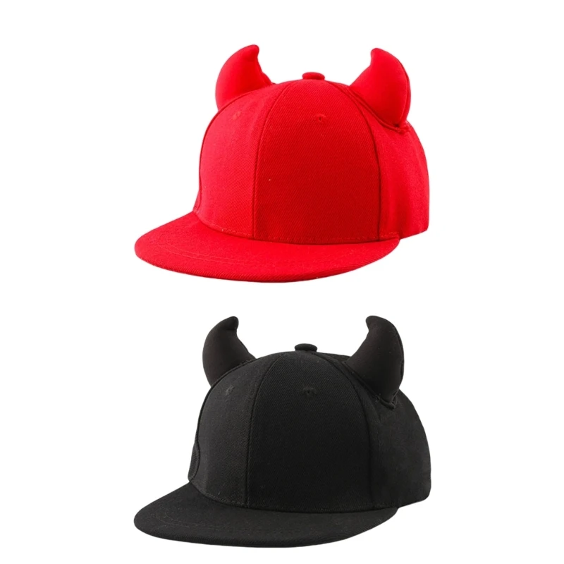 الوالدين والطفل قبعة بيسبول قابل للتعديل قبعة أنيقة على الموضة في الهواء الطلق قبعة رياضية قرون الشيطان للنشاط في الهواء الطلق