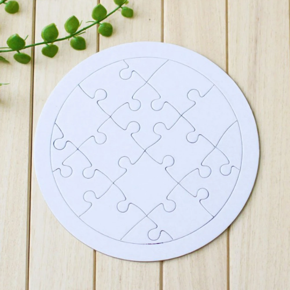 

4Pcs Kids DIY Blank Jigsaw Puzzles White Four Shapes Heart Square Round Creative Drawing Art Project Jigsaw Puzzles