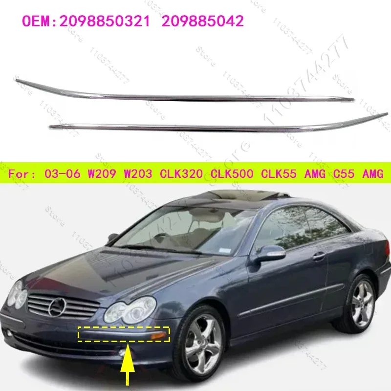 For 2003-2006 Mercedes-Benz CLK320, CLK500, CLK55 AMG, C55 AMG W209 W203 Chrome Bumper Trim Strip 2098850321 2098850421