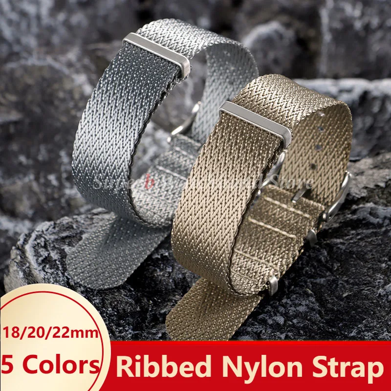 

High Quality New Ribbed Nylon Watch Strap 18mm 20mm 22mm for Huawei Watch GT2/3/4/5 Military Sport Bracelets for Samsung Galaxy