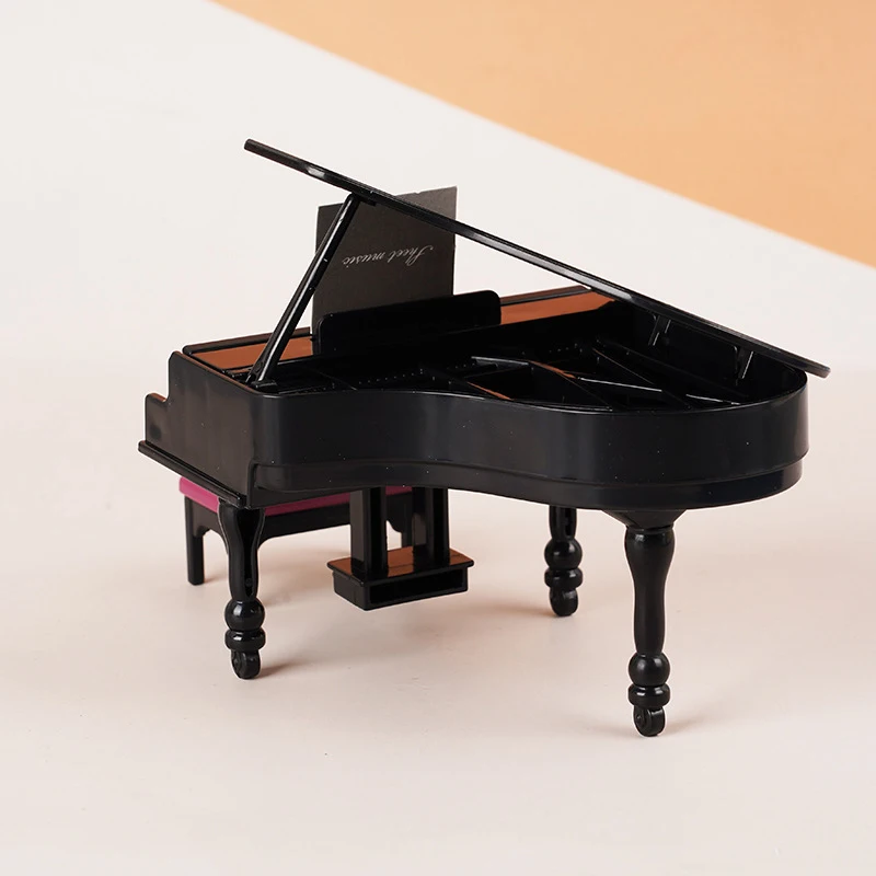 1:12 Dollhouse Miniature Piano W/Stool Instrument Chair Model Living Room Furniture Decor Toy Doll House Accessories