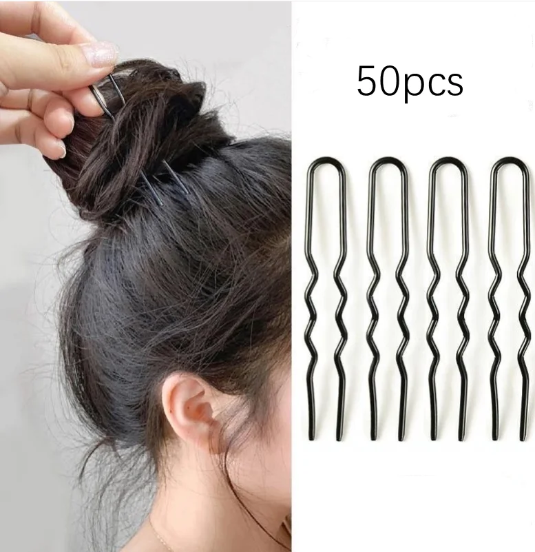 50Pcs/Bag Women U Shaped Metal Hair Pins Alloy Girls Waved Clips Bridal Hair Pins Headwear Hair Accessories 5/6/7cm