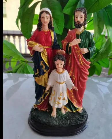 Resin crafts creative ornaments Jesus Family three statues religious father virgin living room TV cabinet decoration