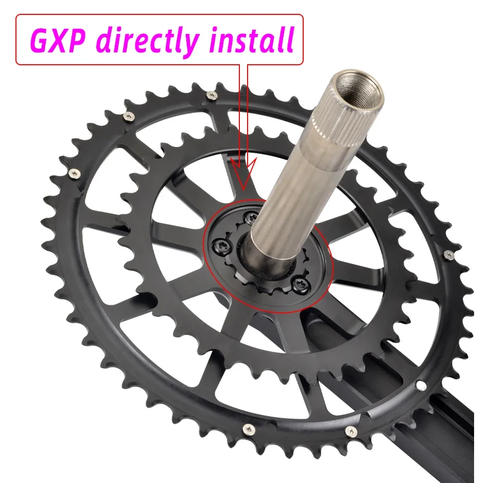 GOLDIX 3-Bolzen-Direktinstallation, Doppelkettenblatt, Aluminiumlegierungsmaterial, Hohlschneiden für SRAM 22-Gang-Rennrad-Kurbelgarnitur – Detail 6