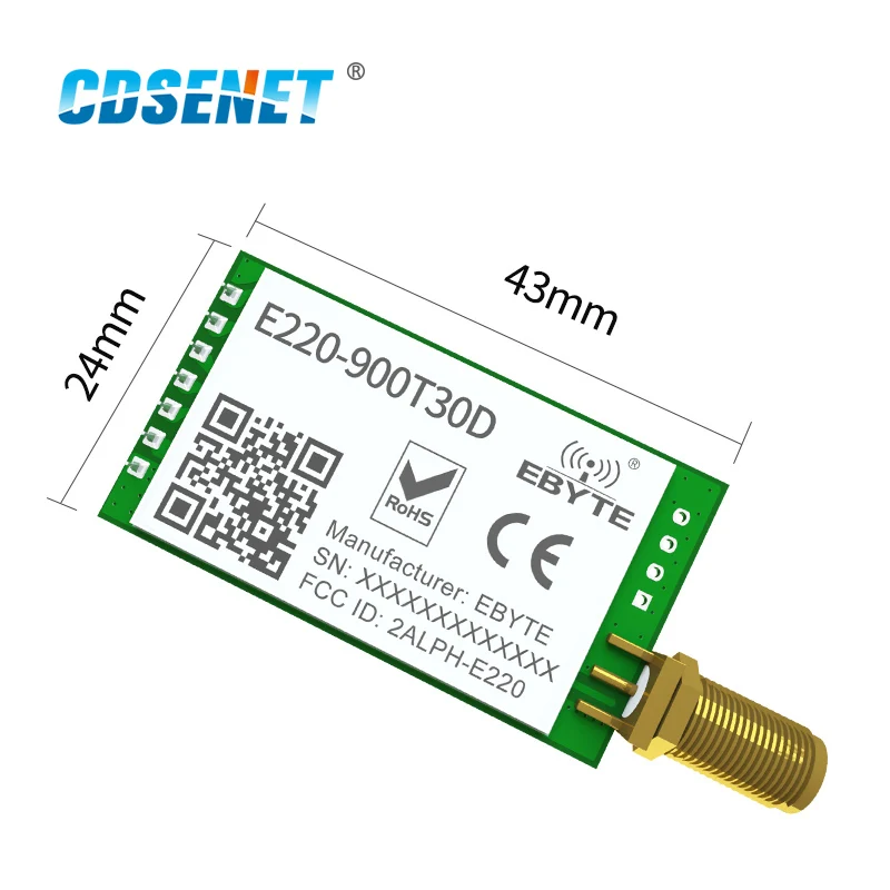 Imagem -02 - Lora Módulo sem Fio 30dbm Longa Range10km Rssi Cdsenet E220-900t30d Uart Receptor Transmissor Pcs Llcc68 868mhz 915mhz