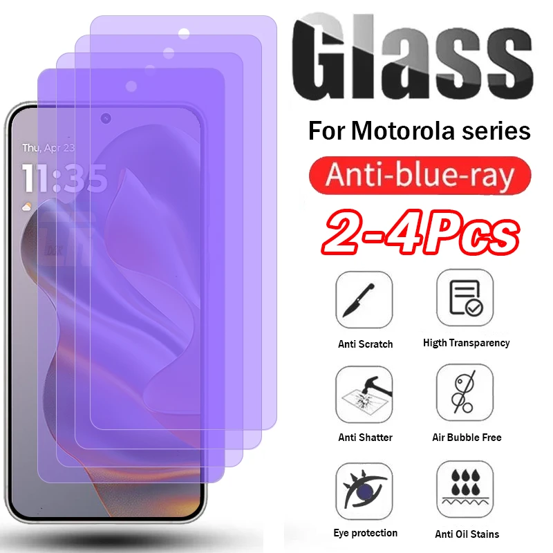 

2-4 шт., полное покрытие из закаленного стекла с защитой от синего света для Motorola Edge 50 Neo 30 20 Pro S30 S50, защитная пленка для экрана ThinkPhone 25