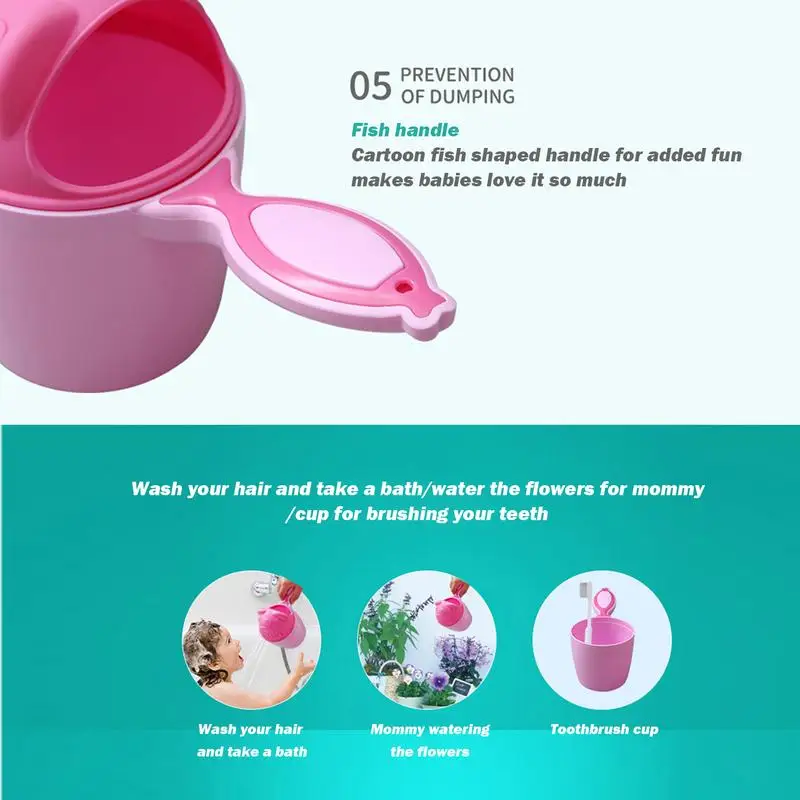 Rinse Cups For Kids Cartoon Bear Shampoo Cup Waterfall Rinser Baby Hair Washing Cup With Handle Reusable Cute Animal Cup For Bab