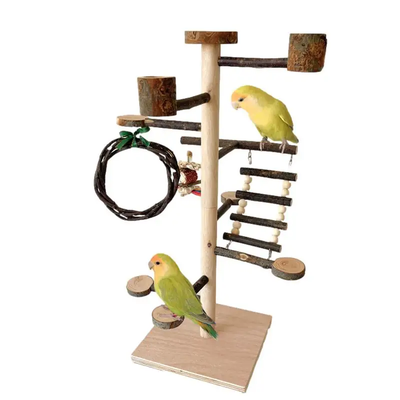 Bird Playground Parrot Play Stand Wood Toys Parrot Stand Desktop Bird Playground Training Wood Stand Perch For Parrots Lovebird