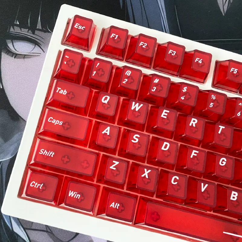 

Red Transparent Personality Fog Clear Keycap 118 Keys DIY Keyboard Keycap Customization Original Factory Height PC Two-Color