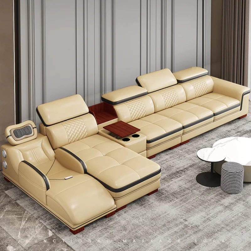 Reclining Massage Living Room Sofas Fancy Modern Nordic Sectional Couch Lounge Leather Divani Da Soggiorno Home Furniture