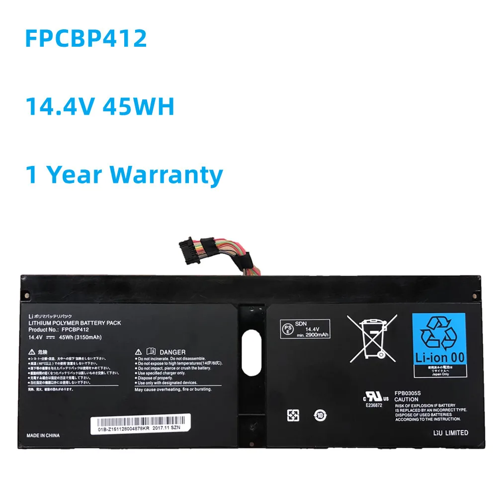 

New FPCBP412 FPB0305S 14.4V 3150mAh 45Wh Laptop Battery For Fujitsu LifeBook U904-0M75A1DE U9040MXPB1DE FPCBP412