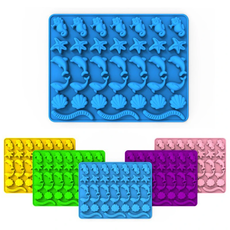 Multicavity Marine Animal Silicone Chocolate Mold Dolphin Candy Jelly Baking Mould Starfish Cake Decor Making Set Ice Tray Gifts