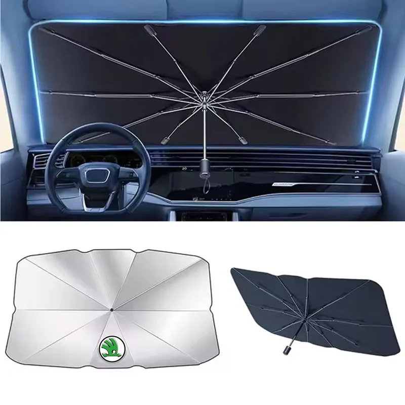 

Car Windshield Sun Shade Cover Front Window Sunscreen Parasol For Skoda Kodiaq Fabia Kamiq Karoq Octavia A5 A7 Rapid Scala Kami