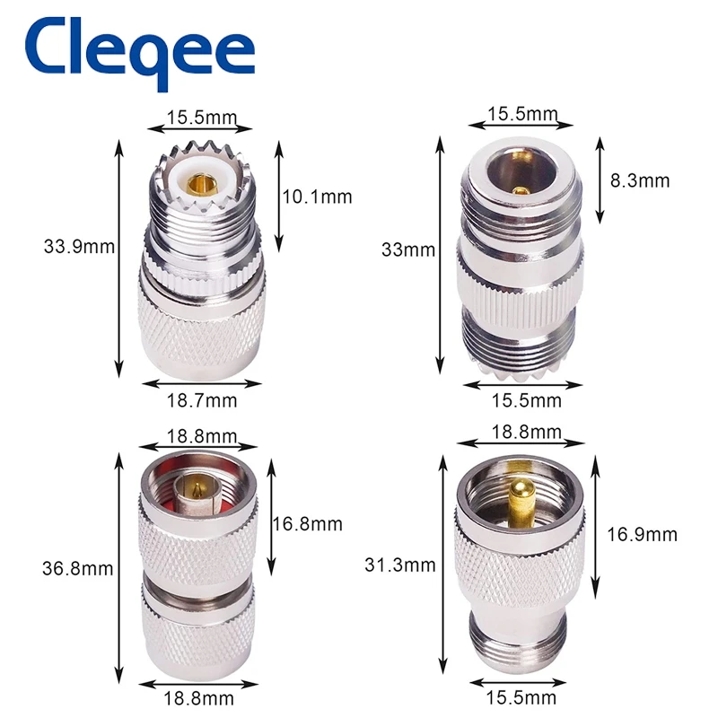 Cleqee 1pcs UHF SO239 PL259 수 암-N 유형 수 암 커넥터 RF 동축 동축 어댑터