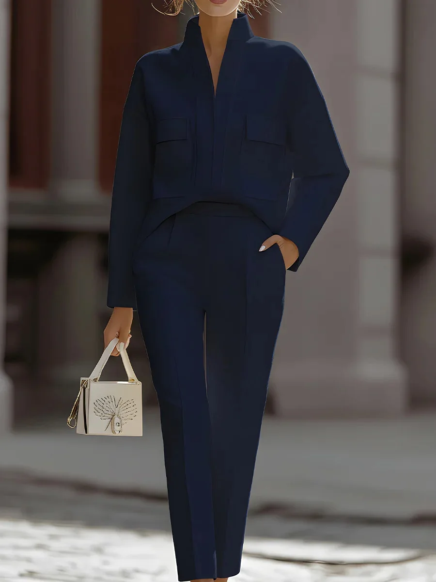 2026 Spring Urban Commute New Style Fashion Elegant Versatile Long Sleeve Lapel Pocket Women Casual Suit