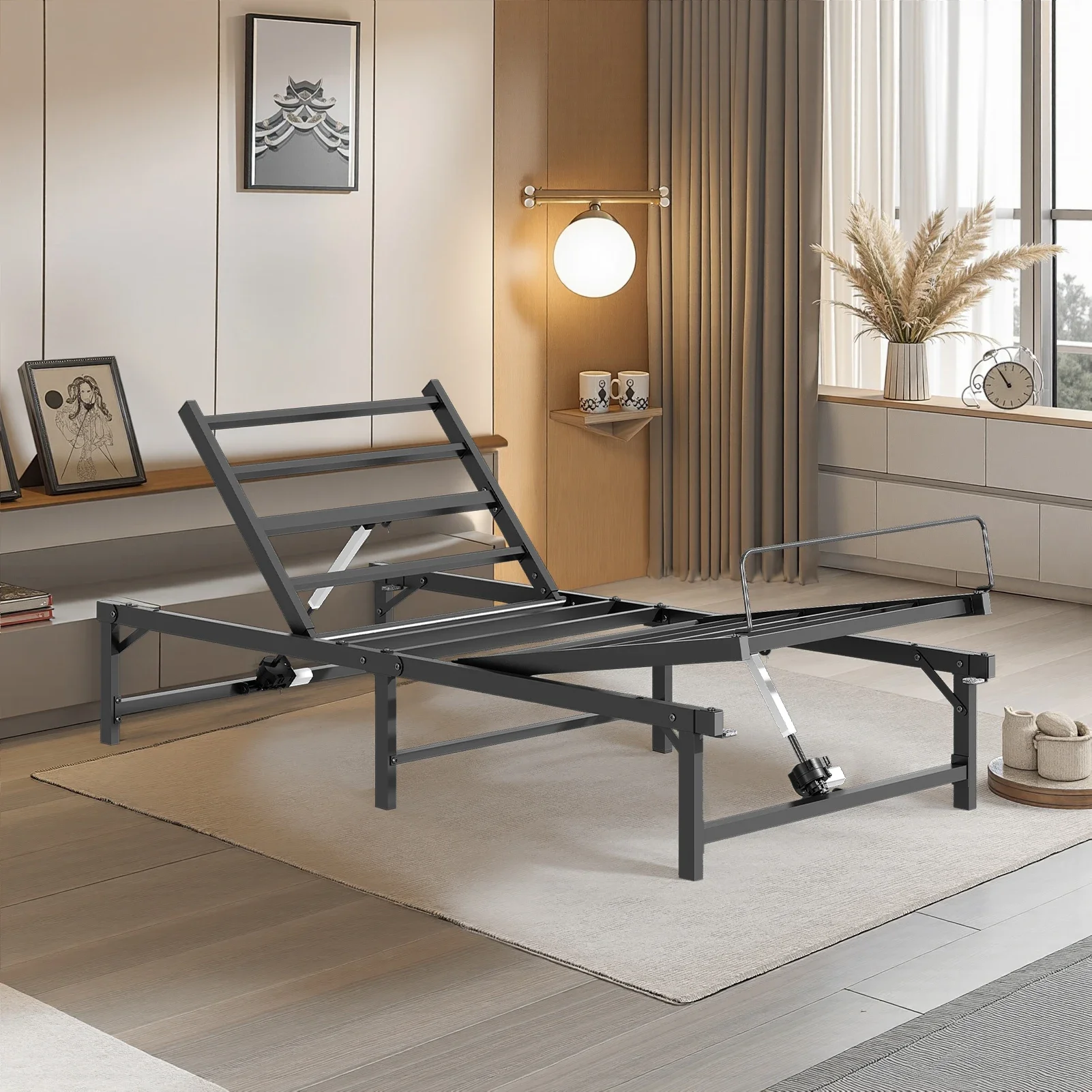 

For -Adjustable Electric Metal Bed Frame With Head And Foot Incline, Quiet Motor, Wireless Remote Control, 35.4x78. 7 In