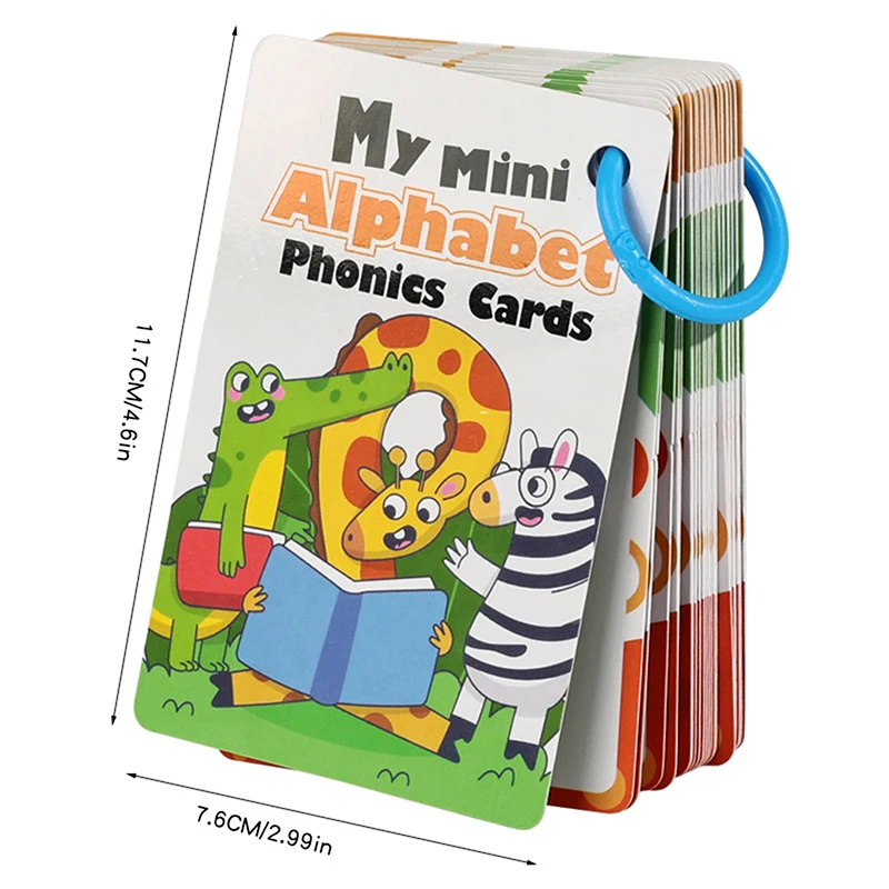 27 English Alphabet Flash Cards, 156 A-Z English Words, Alphabet Phonics English Learning Spelling Cards, Letter Pronunciation