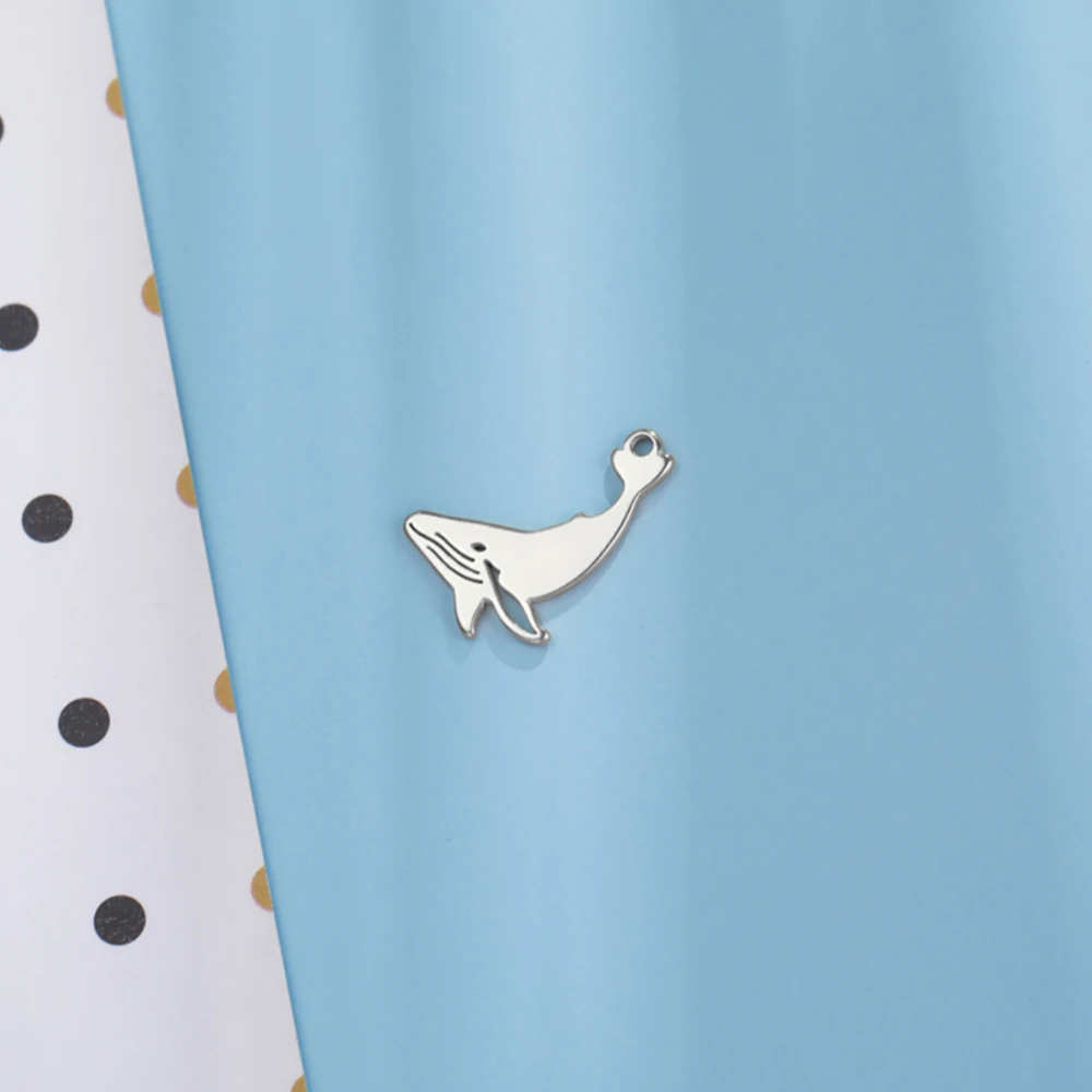 My Shape 5 pcs Fish Charms Dolphin Whale Shark Tropical Fish Stainless Steel Pendants for Necklace Bracelets DIY Jewelry Making - view 5