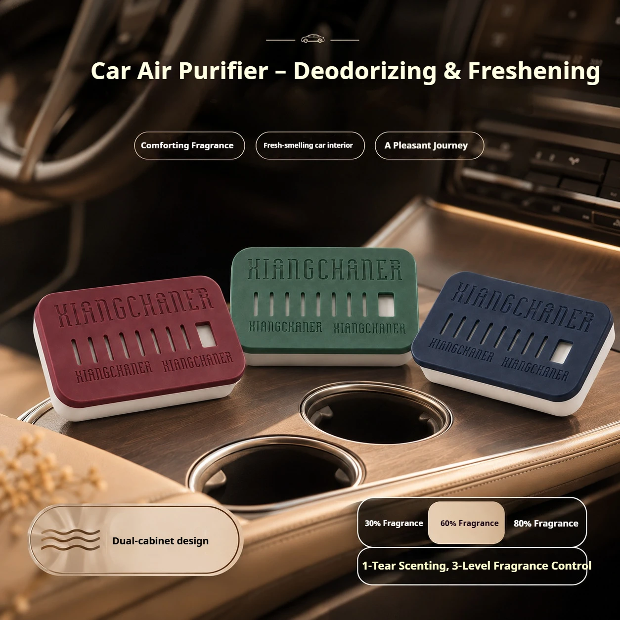 2/1 Piece with Random Color Packaging, High-End Dual-Chamber Solid Fragrance for Car, Dual-Use Premium Car Fragrance, Long-Lasting Scent for Creating Ambiance