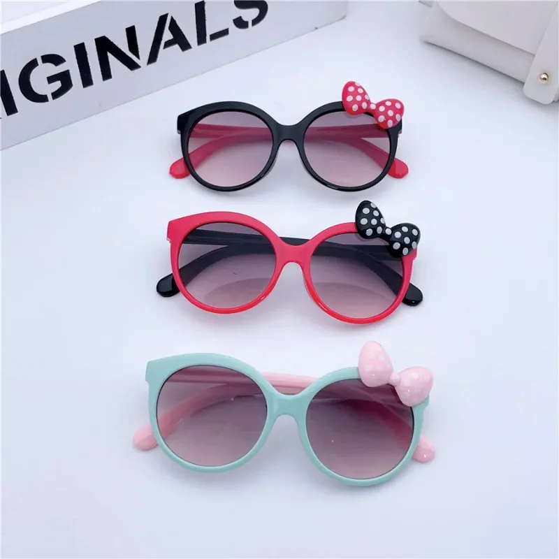 Children Trendy Cute Sunglasses Candy Colors Shiny Bowknot Sun Glasses UV400 Eyewear for Girls and Boys