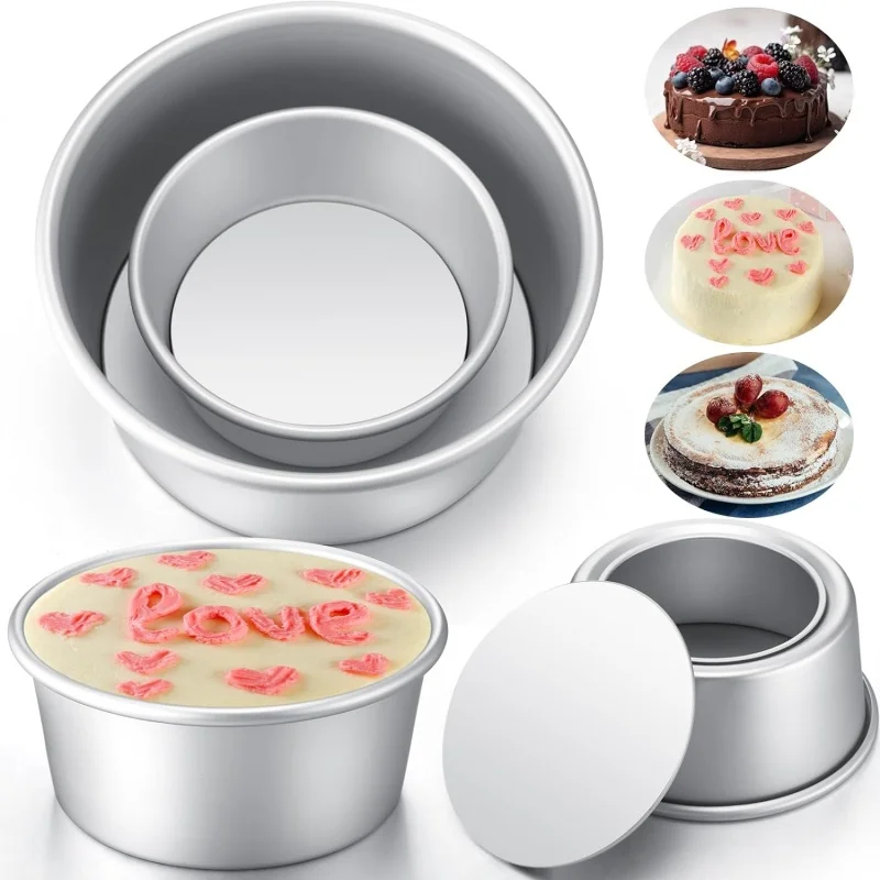 Round Cake Mold Aluminium Alloy Non-Stick Cake Pan Mousse Cake Tray Baking Mold Kitchen Removable Bottom Cake Decorating Tools