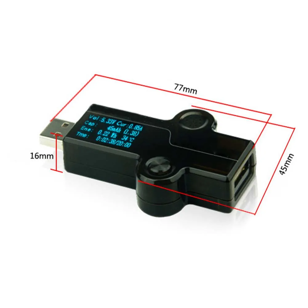 0.96 Inch USB Voltage Current Detector Power Bank For Charger Tester Real Alarm For Battery Capacity