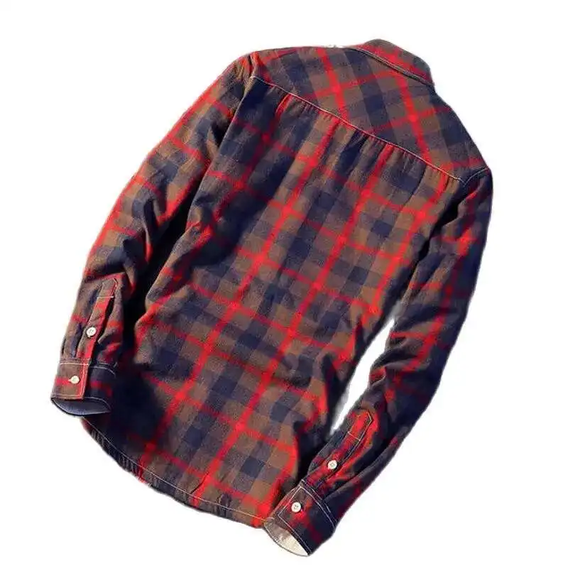 

New Winter Plaid Shirt, With Plush For Casual Long Sleeve Shirts, Slim Fit Thick Warm Cotton Liner Dress Men Chemise S-5XL