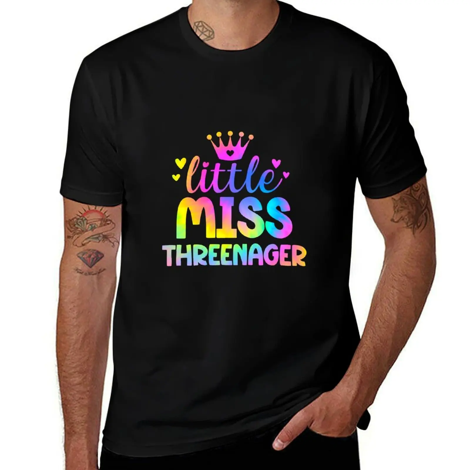 Threenager Girl Little Miss Threenager Toddler Girl Third Birthday Tie Dye T-Shirt Simple Graphic Design T-Shirt