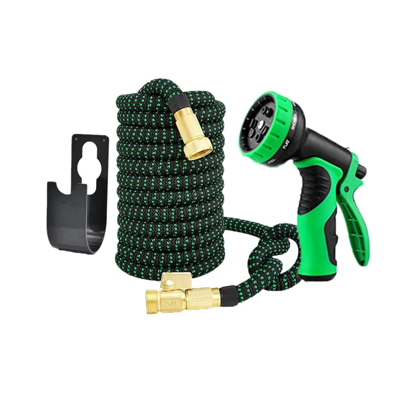 

25Ft Expandable Water Garden Hose Expanding Flexible Hose With Strength Stretch Fabric With Copper Connectors