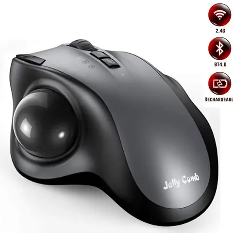 AAA + 빗 Bluetooth + 2.4G 트랙볼 마우스 인체 공학적 마우스 Mac 게이머 2400 인치 당 점 게임 일시 중지 용 충전식 무선 마우스