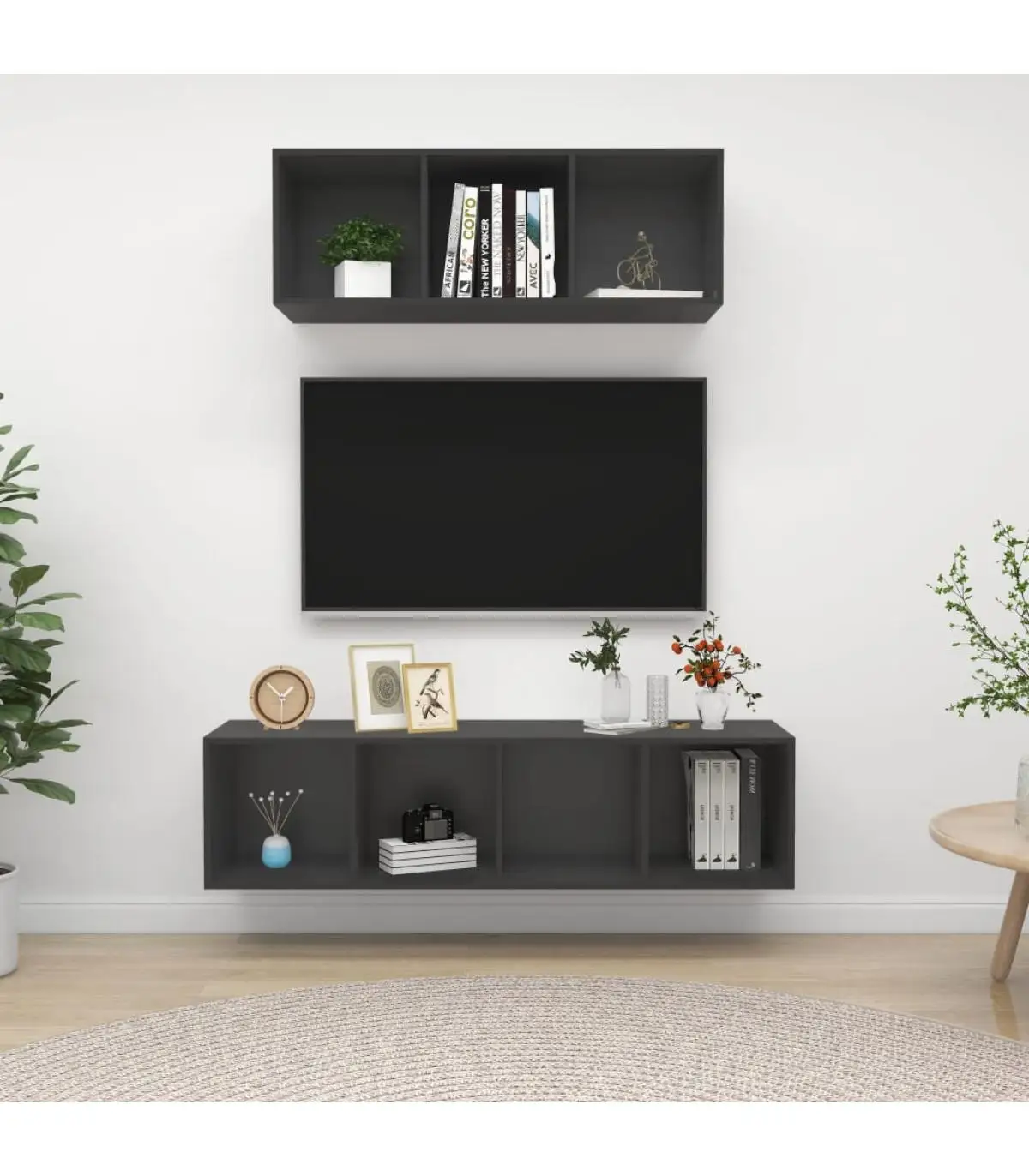 TV furniture 2 pieces chipboard Gray TV furniture set