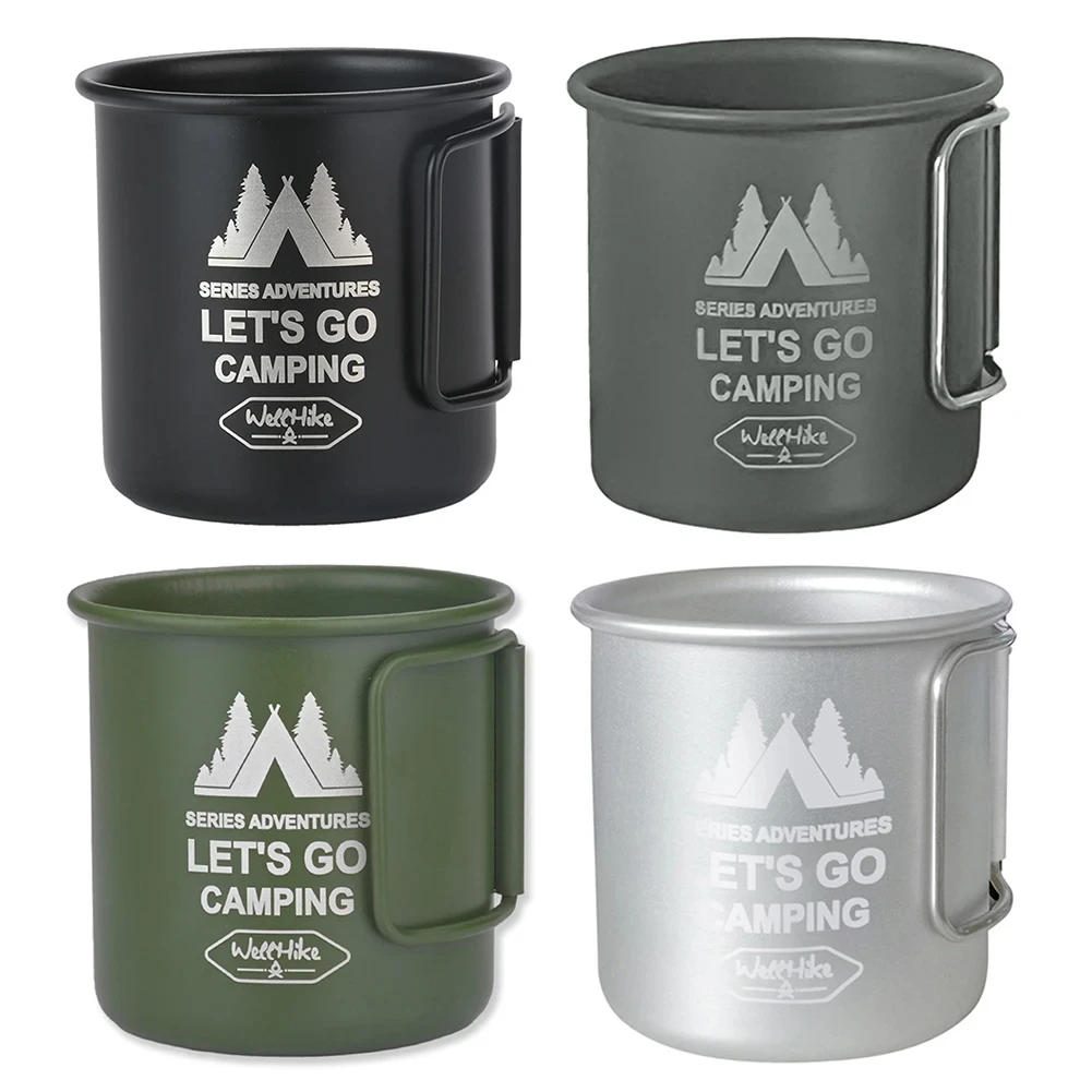 

300ML Outdoor Camping Mug Aluminium Alloy Water Cup Foldable Handle Travel Coffee Wine Cup Portable Beer Mug for Hiking Travel